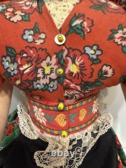 Vintage Hungarian Large 20 Traditional Dress Porcelain Face Doll