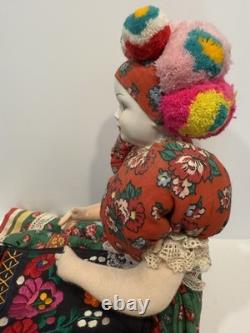 Vintage Hungarian Large 20 Traditional Dress Porcelain Face Doll