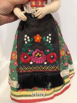 Vintage Hungarian Large 20 Traditional Dress Porcelain Face Doll
