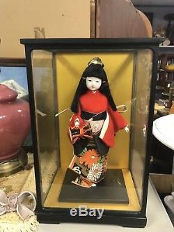 Vintage JAPAN 16.5 Ichimatsu Girl Kimono Porcelain Geisha Doll with Case