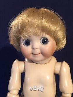 Vintage JDK 221 GOOGLY Porcelain Blond Hair Doll 10 Glass Eye