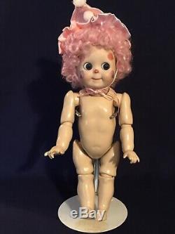 Vintage JDK 221 GOOGLY Porcelain Doll 11 Glass Eye Doll In Clown Suit