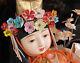 Vintage Japanese Dancing Geisha Porcelain Doll In Silky Kimono 21.5