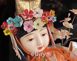 Vintage Japanese Dancing Geisha Porcelain Doll In Silky Kimono 21.5