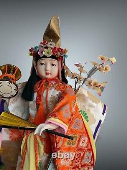 Vintage Japanese Dancing Geisha Porcelain Doll In Silky Kimono 21.5