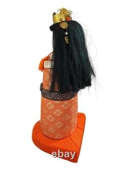 Vintage Japanese Ningyo Doll Porcelain Bisque Face Kimono Empress Crown 10