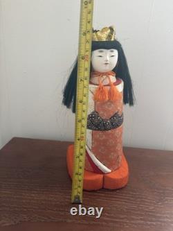 Vintage Japanese Ningyo Doll Porcelain Bisque Face Kimono Empress Crown 10
