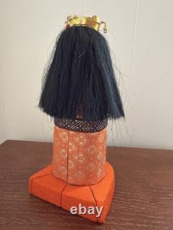 Vintage Japanese Ningyo Doll Porcelain Bisque Face Kimono Empress Crown 10