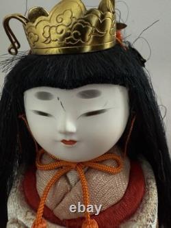 Vintage Japanese Ningyo Doll Porcelain Bisque Face Kimono Empress Crown 10
