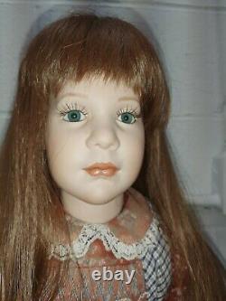 Vintage June by Donna RuBert Porcelain Doll Retired 27 Red Hair With Stand