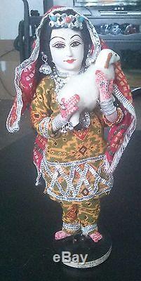 Vintage Kashmiri Collectible Doll Ceramic Face Hand Painted Handmade