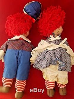 Vintage Knickerbocker Raggedy Ann And Andy 16 Porcelain Dolls 1983 by Ideal