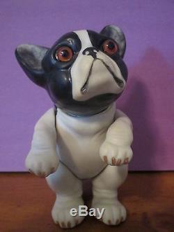 Vintage La Motte Unglazed Porcelain Jointed French Boston Terrier Toy / Doll
