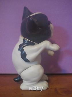 Vintage La Motte Unglazed Porcelain Jointed French Boston Terrier Toy / Doll