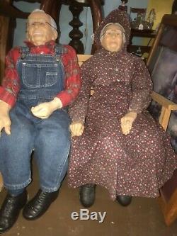 Vintage Large 36 Grandma and Grandpa Dolls 1989 Couple William Wallace Jr