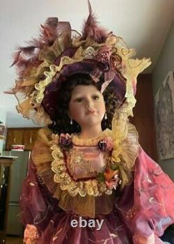 Vintage Large 48 Bisque Porcelain Umbrella Doll By J. Misa Collection RARE