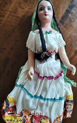 Vintage Large Mexican Doll Porcelain 16