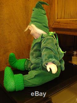 Vintage Leprechaun Elf Doll Figure Plush Porcelain Head & Hands Gnome 16t Ln