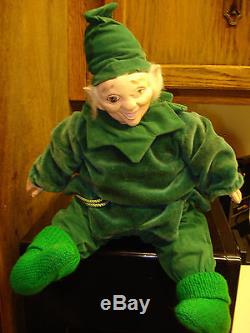 Vintage Leprechaun Elf Doll Figure Plush Porcelain Head & Hands Gnome 16t Ln