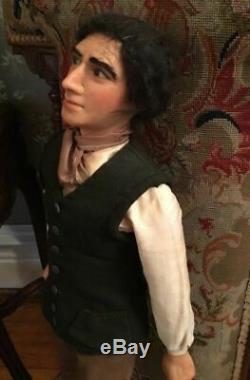 Vintage Lewis Sorensen Handmade Wax Colonial Victorian Style Gentleman Doll