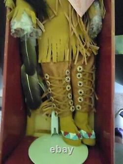 Vintage Limited Edition Native American Porcelain Doll 21 VTG with Box and Stand