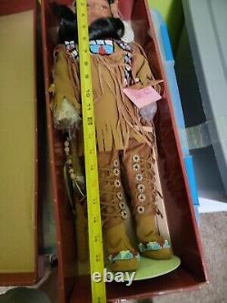 Vintage Limited Edition Native American Porcelain Doll 21 VTG with Box and Stand