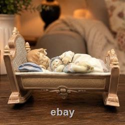 Vintage Lladro Porcelain Sleeping Girl in Bed With Doll Figurine Retired