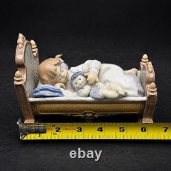 Vintage Lladro Porcelain Sleeping Girl in Bed With Doll Figurine Retired Vintage Lladro Porcelain Sleeping Girl in Bed With Doll Figurine Retired