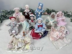 Vintage Lot Of 11 Yolanda Bello Ashton Drake Small Porcelain Dolls