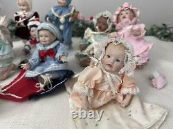 Vintage Lot Of 11 Yolanda Bello Ashton Drake Small Porcelain Dolls