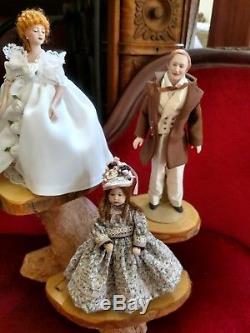 Vintage Lot Victorian Family Dolls Dollhouse Miniature Handmade Porcelain