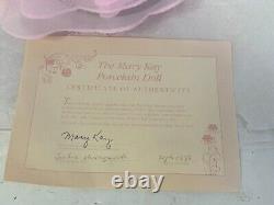 Vintage MARY KAY Porcelain Doll withDisplay Case & Stand + Cert Auth 1988 Exe cond