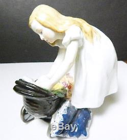 Vintage MEISSEN Konrad Hentschel Figurine GIRL WITH DOLL CARRIAGE