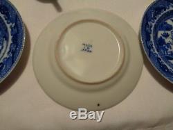 Vintage MIJ 22 piece set doll size BLUE WILLOW dish set 1 chip in the EXTRA cup