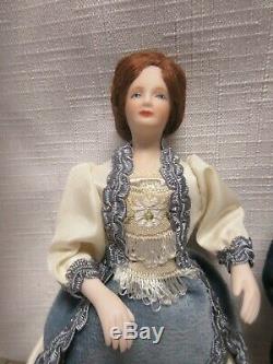 Vintage Miniature Dollhouse Doll Porcelain Family of 5 Artisan Made Victorian