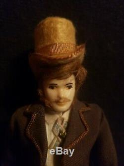 Vintage Miniature Dollhouse Georgian Gentleman Doll Mustache & Top Hat 6.5