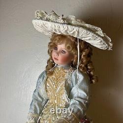 Vintage Miss Margaret Thelma Resch Porcelain Girl Doll Blonde Hair Purple Eyes