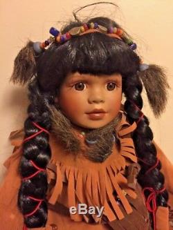 Vintage NATIVE AMERICAN INDIAN 12 DOLL Pocahontas Wolf Turquoise Beads OOAK