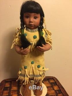 Vintage NATIVE AMERICAN INDIAN 14 DOLL Pocahontas Turquoise Beads LOVE SIGN