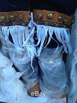 Vintage Native American Indian Doll 5 Foot Tall Porcelain Hands Face in Box