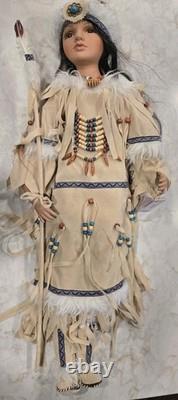 Vintage Native American Porcelain Doll 29 tall Kinnex Dolls Collection Limited
