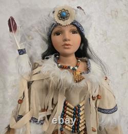 Vintage Native American Porcelain Doll 29 tall Kinnex Dolls Collection Limited