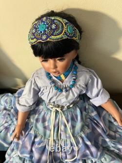 Vintage Native American Porcelain Doll Shay LE 2/260, 26 in, 1995 By RuBert
