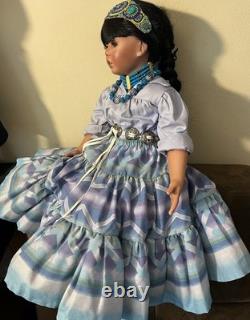 Vintage Native American Porcelain Doll Shay LE 2/260, 26 in, 1995 By RuBert