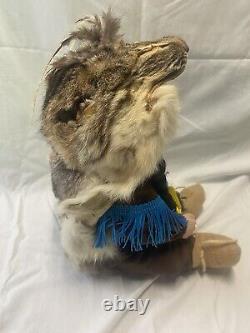 Vintage Native American Porcelin Doll With Real Animal Pelt