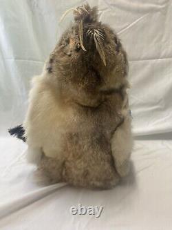 Vintage Native American Porcelin Doll With Real Animal Pelt