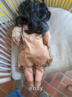 Vintage Native American Pouty Face Porcelain Doll SFBJ 252 Paris 11 Markings