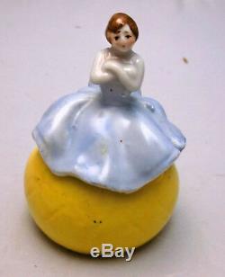 Vintage Naughty Nudie Risque Girl Dresser Doll Trinket or Powder Box, Porcelain