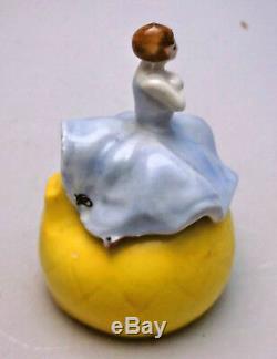 Vintage Naughty Nudie Risque Girl Dresser Doll Trinket or Powder Box, Porcelain