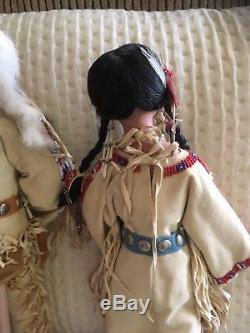 Vintage PAIR Native American Indian Man/Woman Porcelain DOLLS by J Belle